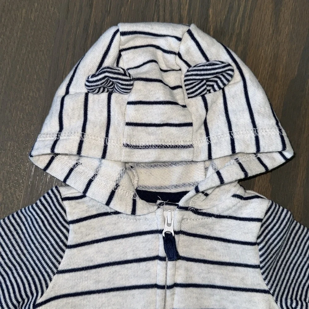 Carter's Striped Fleece Bear Hooded Jumpsuit | 3M